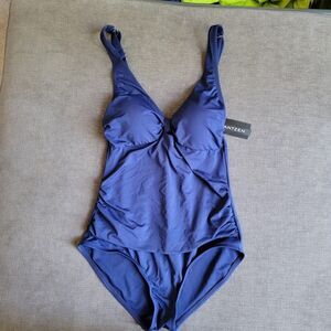 Jantzen Women's Navy Cobalt V-Neck Adjustable Strap One Piece Swimsuit Size 8